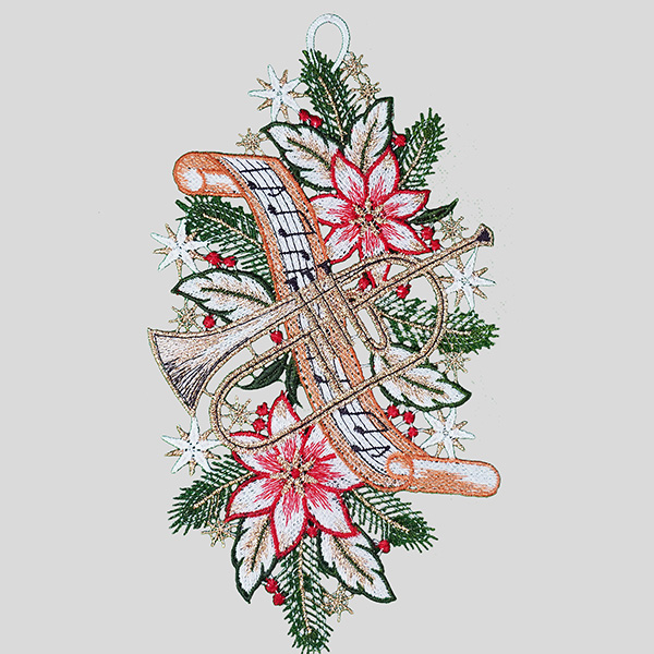 Fensterbild Weihnachten "Original Plauener Spitze Trompete